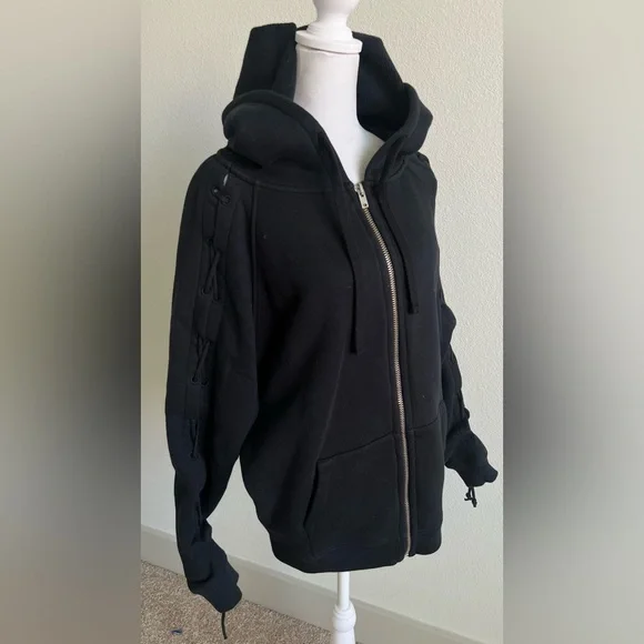 IRO 100% COTTON Black oversized Hoodie Jacket - Picture 15 of 16